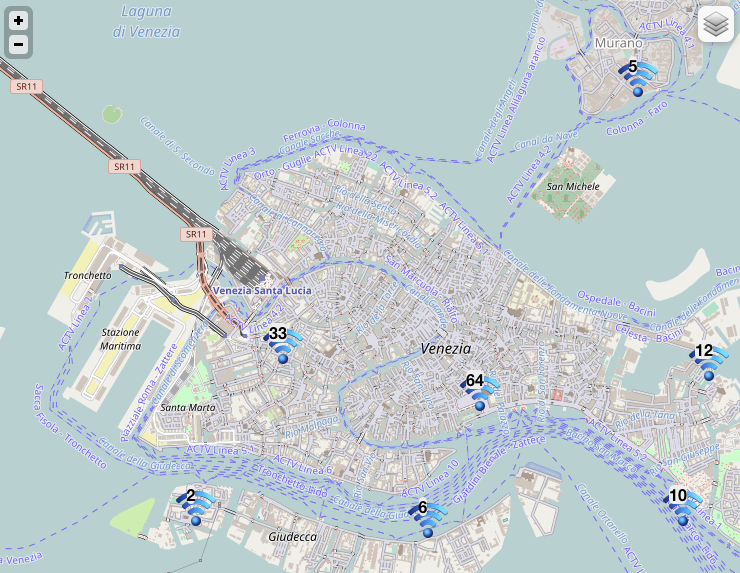 Mappa degli hot spot a Venezia