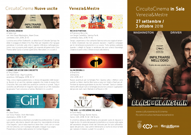 Film in programmazione dal 27 settembre al 3 ottobre 2018 A