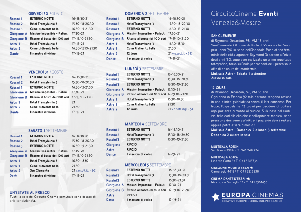 Film in programmazione dal 30 agosto al 5 settembre 2018 B