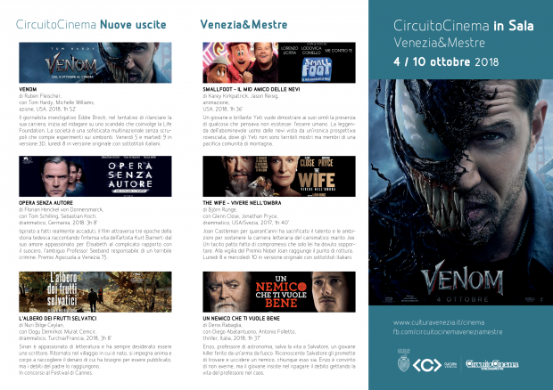 Film in programmazione dal 4 al 10 ottobre 2018 A