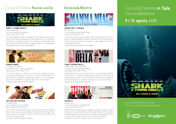 Film in programmazione dal 9 al 15 agosto 2018 A