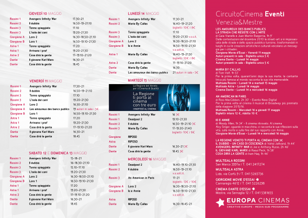 Film in programmazione dal 10 al 16 maggio 2018 B