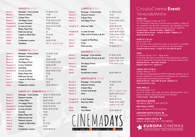 Film in programmazione dal 12 al 18 aprile 2018 B