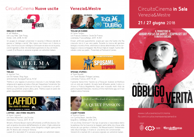 Film in programmazione dal 21 al 27 giugno 2018 A