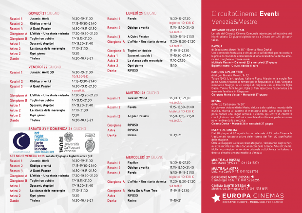 Film in programmazione dal 21 al 27 giugno 2018 B