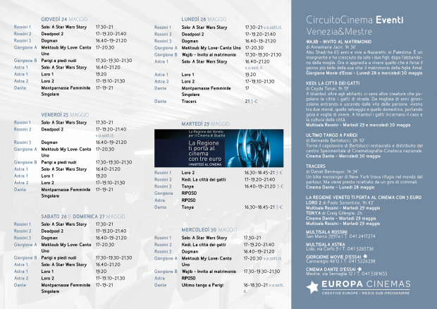 Film in programmazione dal 24 al 30 maggio 2018 B