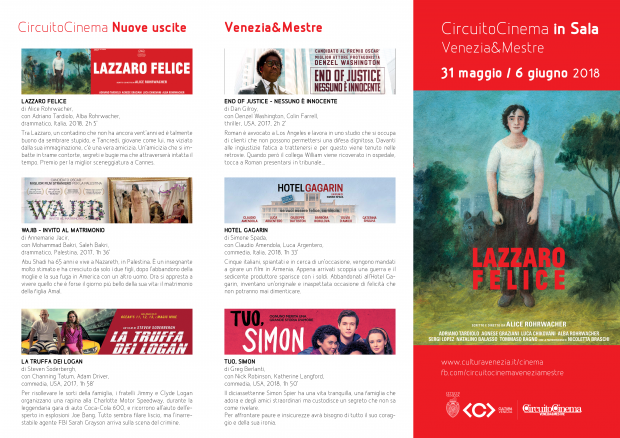 Film in programmazione dal 31 maggio al 6 giugno 2018 Film in programmazione dal 31 maggio al 6 giugno 2018 A