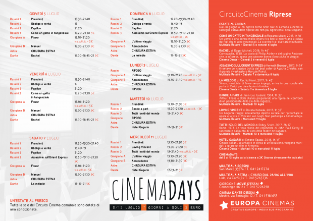 Film in programmazione dal 5 all'11 luglio 2018 B