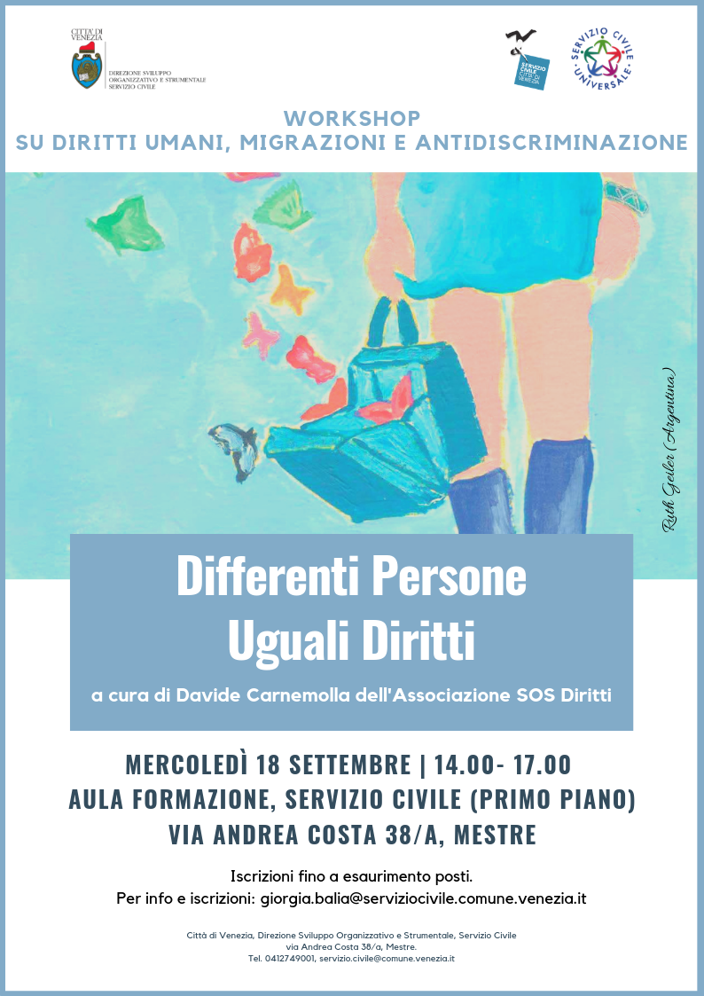 Locandina workshop: Differenti Persone, Uguali Diritti