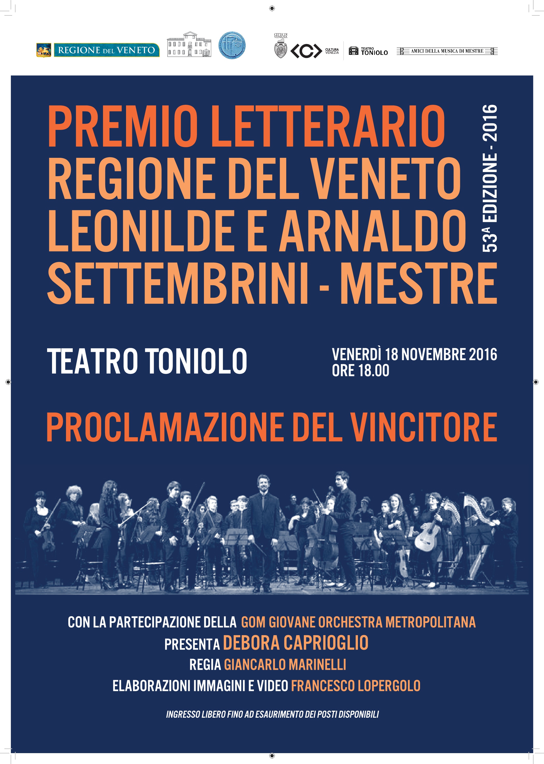 Premio Leonilde e Arnaldo Settembrini: al Toniolo la proclamazione del  vincitore | Comune di Venezia - Live - Le notizie di oggi e i servizi della  città