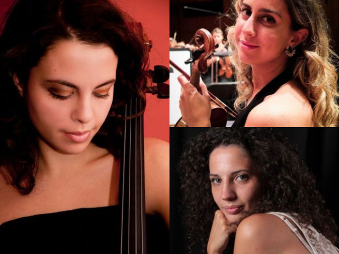 la violinista Emma Parmigiani, la violoncellista Ludovica Rana e la pianista Maddalena Giacopuzzi