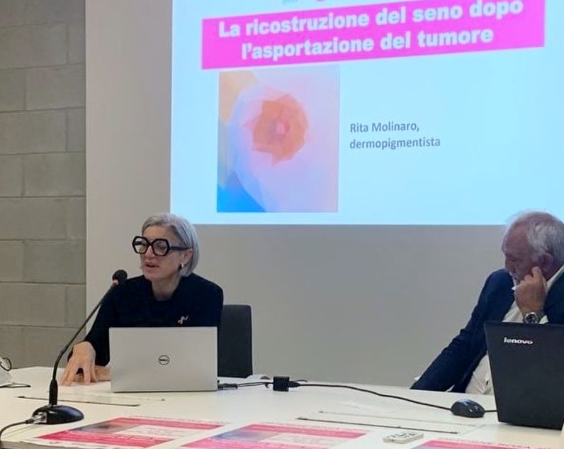  Il primario della Breast Unit, Guido Papaccio e la dermopigmentatrice Rita Molinaro