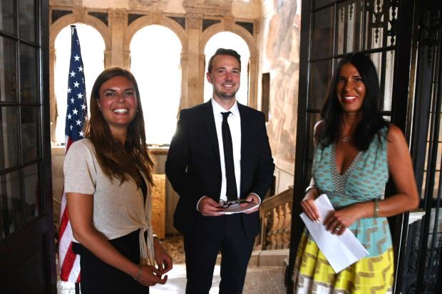 La presidente Damiano (a sinistra) all'Independence Day Party