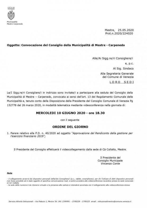 Testo convocazione
