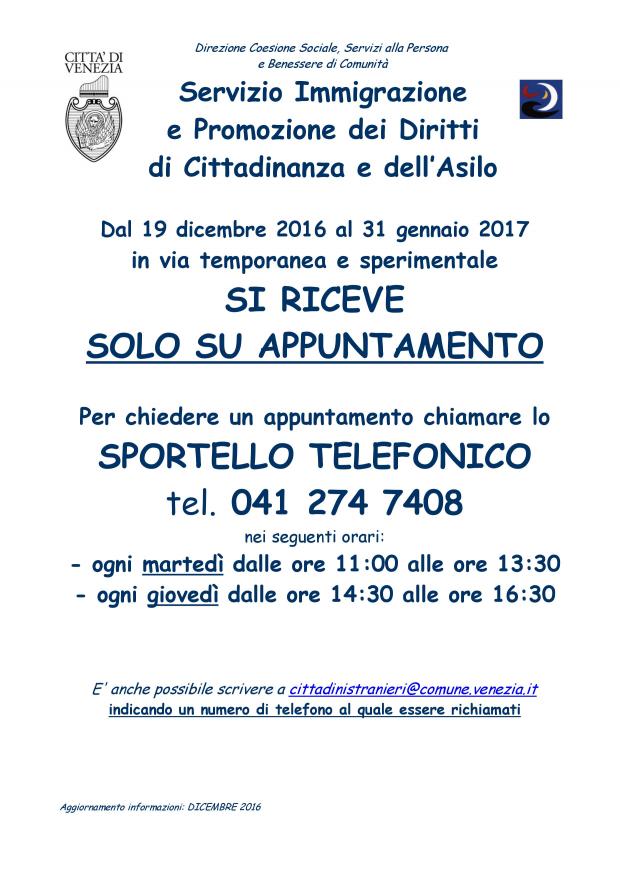 Il volantino con gli orari