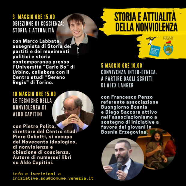 Tre incontri: nonviolenza, obiezione di coscienza e convivenza inter-etnica Tre incontri: nonviolenza, obiezione di coscienza e convivenza inter-etnica