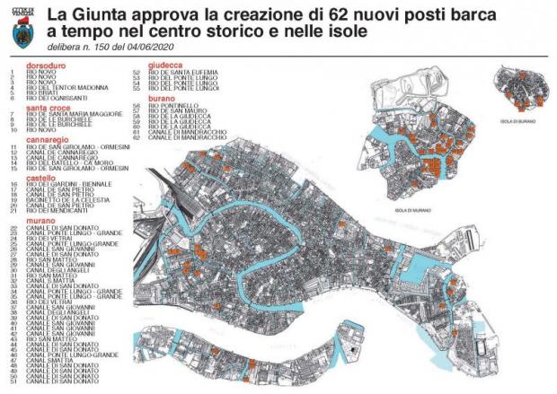 La mappa con gli approdi temporanei