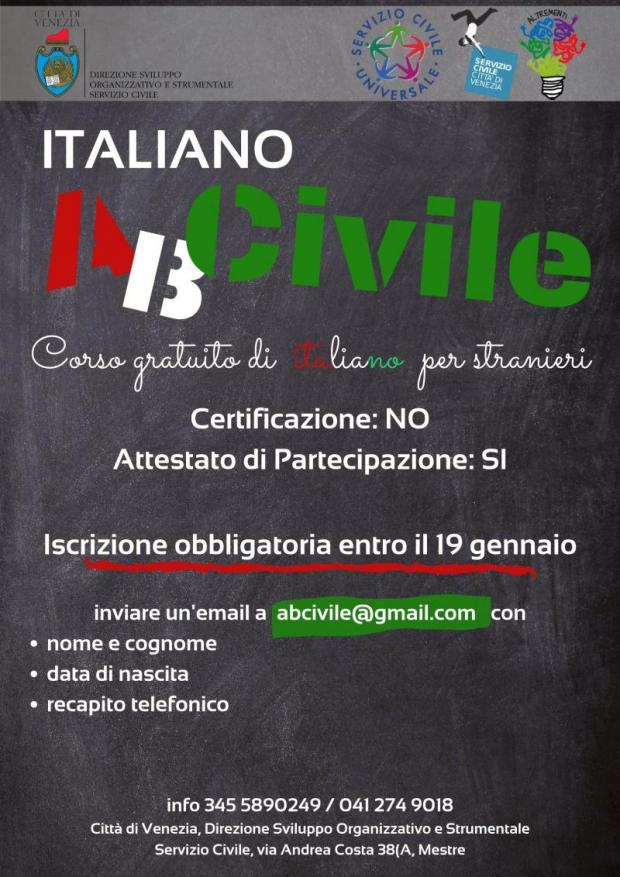 Locandina ABCivile corso di italiano Locandina ABCivile corso di italiano