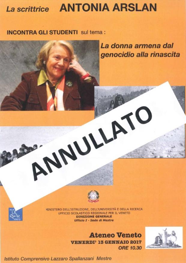 Locandina dell'incontro con scritta "annullato"