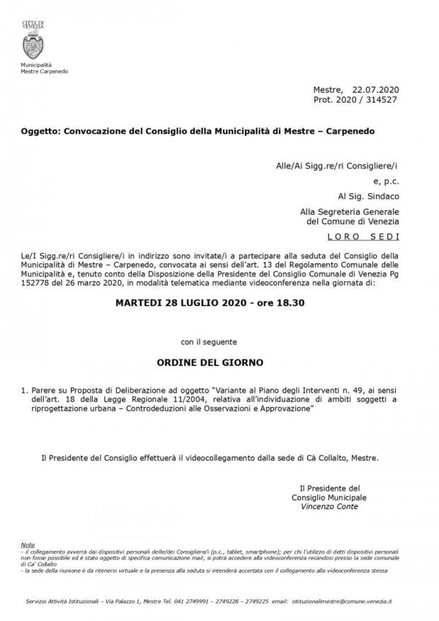Testo convocazione