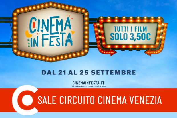 Il Comune di Venezia aderisce a Cinema in Festa: con ingresso a 3,50 euro. Il Comune di Venezia aderisce a Cinema in Festa: con ingresso a 3,50 euro.