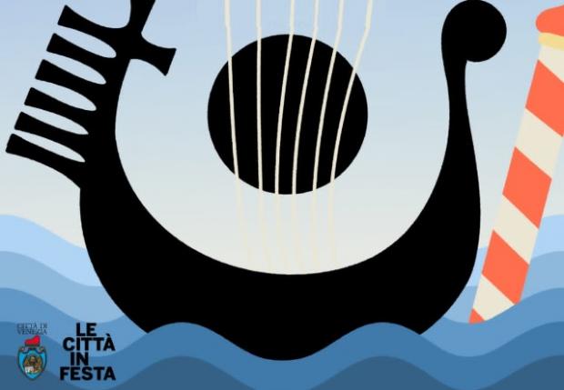 Grafica: disegno in cui una gondola appare come una della fessure della chitarra acustica