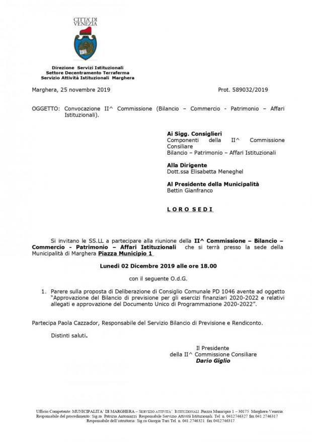 Convocazione 2' Commissione Convocazione 2' Commissione
