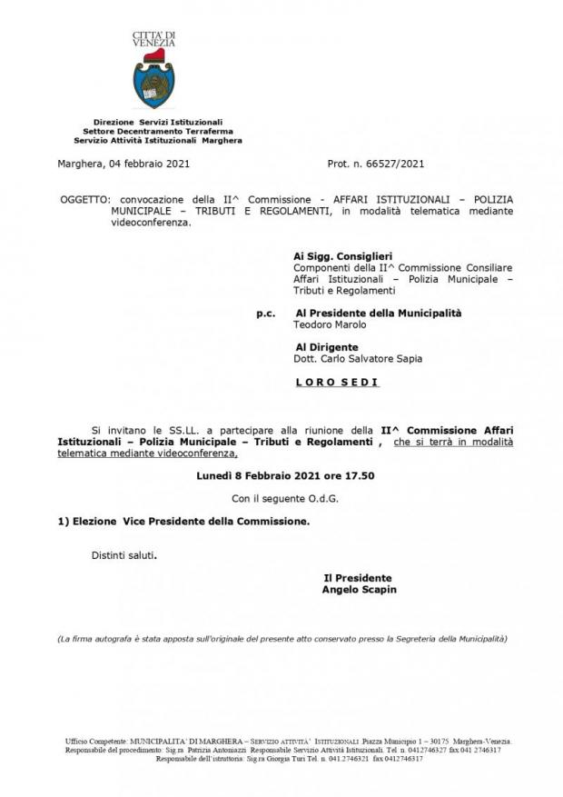Testo convocazione