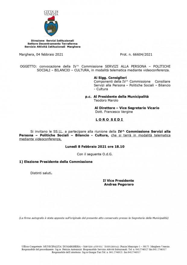 Testo convocazione
