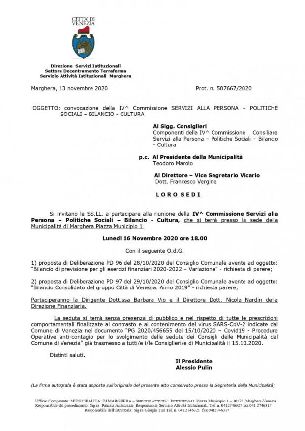 Testo convocazione