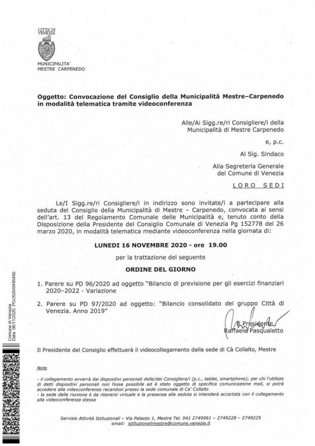 Testo convocazione