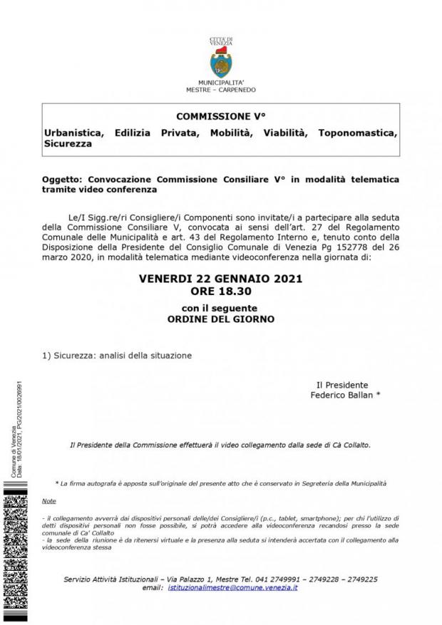 Municipalita Di Mestre Carpenedo Convocazione Della V Commissione Comune Di Venezia Live Le Notizie Di Oggi E I Servizi Della Citta