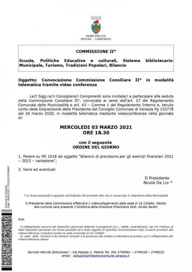 Testo convocazione