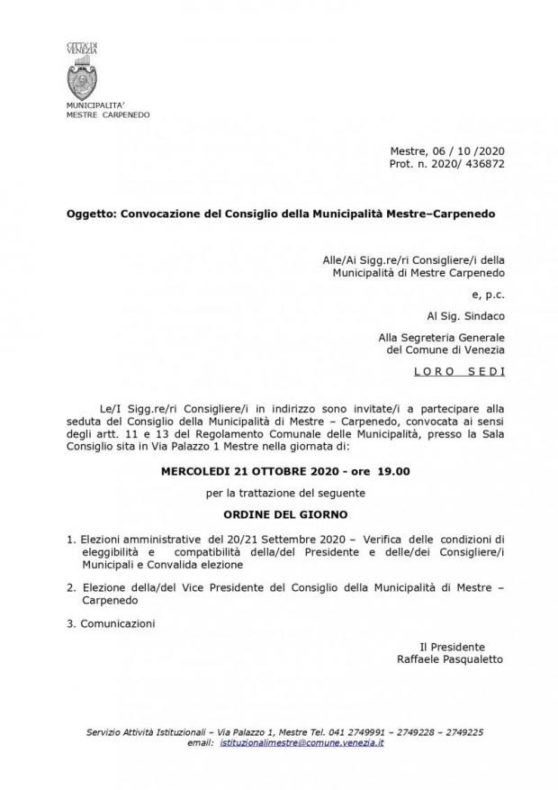 Testo convocazione