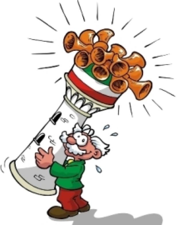 omino con megafono