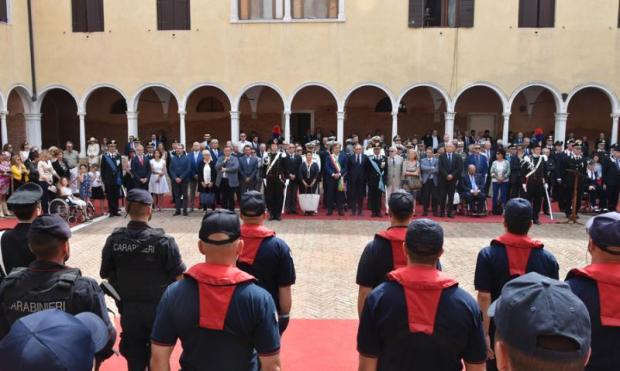 Autorità civili e militari alla Festa dell'Arma dei Carabinieri nella sede di San Zaccaria