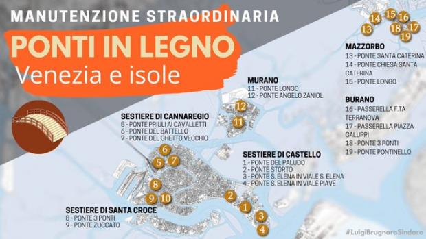 Mappa con interventi sui ponti