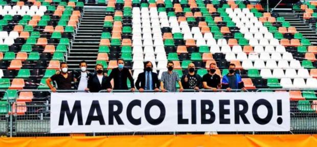 Vicepresidente Romor striscione per Marco Zennaro
