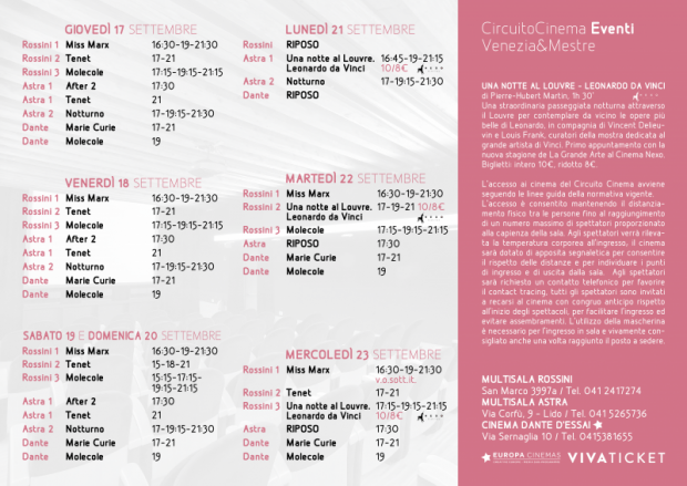 Film in programmazione dal 17 al 23 settembre 2020 B