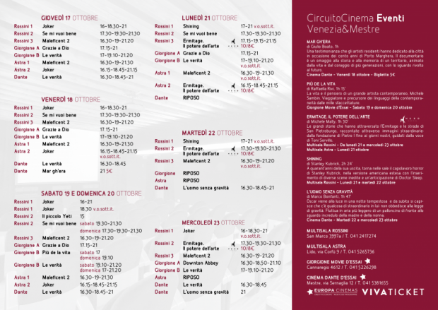 Film in programmazione dal 17 al 23 ottobre 2019