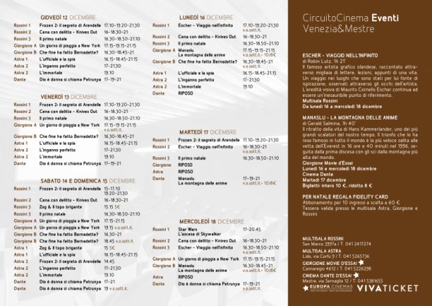 Film in programmazione dal 12 al 18 dicembre 2019 B