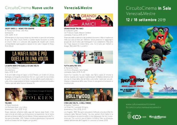 Film in programmazione dal 12 al 18 settembre 2019 A