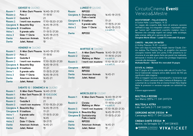 Film in programmazione dal 13 al 19 giugno 2019