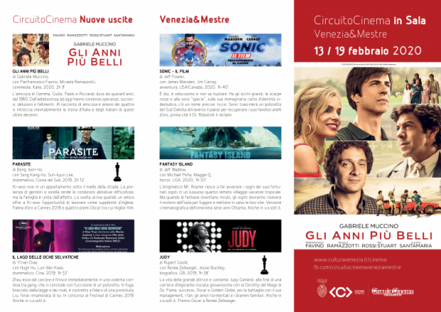Film in programmazione dal 13 al 19 febbraio 2020 A