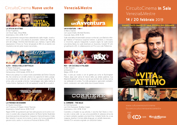 Film in programmazione dal 14 al 20 febbraio 2019 A