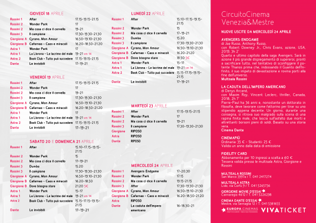 Film in programmazione dal 18 al 24 aprile 2019 B