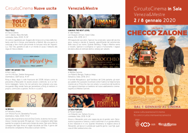 Film in programmazione dal 2 all'8 gennaio 2020 A