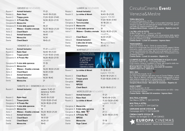 Film in programmazione dal 22 al 28 novembre 2018 B