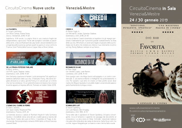 Film in programmazione dal 24 al 30 gennaio 2019 A