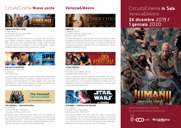 Film in programmazione dal 26 dicembre 2019 al 1 gennaio 2020